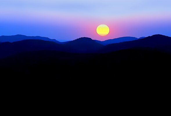Picture of a sunset at the Wichita Mountains National Wildlife Refuge, Oklahoma.